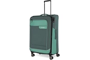 Travelite 4-Rad Koffer Größe L Weichschale aus recyceltem Material, Gepäck Serie VIIA: Trolley mit Dehnfalte + Kantenschutz, 77 cm, 91-103 Liter