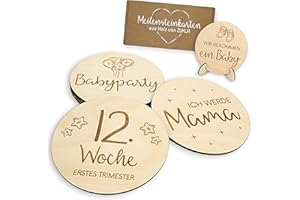 ZUKLA Meilensteinkarten Schwangerschaft Holz - 30 Schwangerschaftskarten Meilensteine - Geschenke für Schwangere Frauen - Schwangerschaft Meilensteinkarten Deutsch Erinnerungskarten