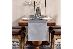 SEASHORE TREE Silver Grey Table Runner Velvet Machine Washable Kitchen Dining Table Decoration Dresser Scarf for Home Party Decor 35x240 cm