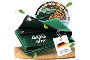 ‎TREKLINE Premium Abdeckplane wasserdicht, Extrem Reißfest, Langlebig, UV-Beständig, patentierter Schutz - 5 Jahre Garantie - Plane mit Ösen, Gewebeplane, Boote, Gartenmöbel, Holz (400 g/m², 150x600cm)