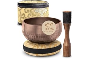 SILENT MIND Tibetan Singing Bowl Set with Case – Authentic Plain Design – Meditation Bowl & Sound Bowl with Cushion, Mallet & Guide – Ancient Himalayan Meditation Tools – Vibrational Healing Instruments