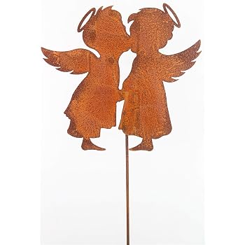 Saremo Engel Figur Edelrost – 55 Cm, Filigrane Flügel, Gartendekoration & Weihnachtsdeko