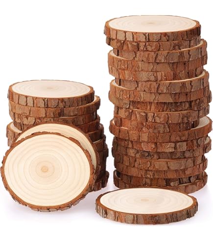 SHUESS 8 stuks ronde houten schijven, houten log schijven 15 cm diameter, natuurlijke houten schijven voor DIY handwerk bruiloft middenstukken kerstdecoratie voor knutselen, schilderen
