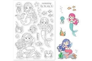 ‎GLOBLELAND GLOBLELAND Meerjungfrau Klare Stempel Sommer Ozean Fisch Korallen Krabben Algen Silikon Klare Stempel Siegel für Karten Basteln DIY Scrapbooking Fototagebuch Album Dekoration