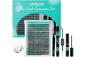 AMZGIRL LASH Zestaw 320 sztucznych rzesa 30D, naturalne rzęsy 'zrób to sam', do przedłużania, pojedyncze rzesa, z wiązaniem i uszczelnieniem