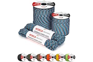 BROTREE Nylonowa lina Paracord 550, 4 mm, 7 żyłek spadochronowych typu III do survivalu, na zewnątrz i DIY (15 m, 30 m, 50 m, 100 m) – obciążenie zrywające 250 kg