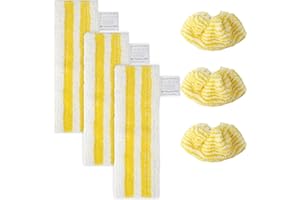 DUBUOZA 6 Pezzi per Kärcher EasyFix SC1, SC2, SC3, SC4, SC5 Microfibra Panni per Scopa a Vapore, Accessori di Ricambio, 3 Panni per Pavimenti + 3 Copri Ugelli, per Tutti i Tipi di Terreno