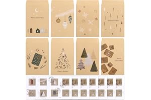 LEMESO Buste Regalo Natale Sacchetti Natalizi Piccoli 48pz 8 Motivi 8 x 11 cm con 48 Adesivi Design Originale per Caramelle Cioccolatini Regalini Pensierini