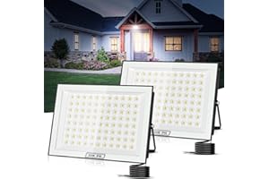 wowspeed Foco LED para exteriores de 300W, 30000 LM, superbrillante, blanco frío de 6500 K, resistente al agua IP66, para patio, entrada, garaje, pasillo y jardín - 2 piezas