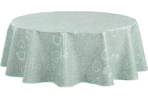 ‎HOME DIRECT Wachstuch Tischdecke Wachstuchtischdecke Abwaschbar Rund 140cm Salbeigrün