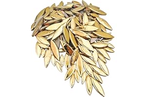 YOZIEMQ 500 g Weidenblatt-Blütenblatt-Mosaik, unregelmäßige Mosaikstücke für Heimdekoration oder Bastelarbeiten, Mosaikherstellungszubehör (Gold)