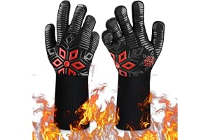 MAGIC SELECT Handskar BBQ, Grillhandskar, Ugnshandskar, Högtemperaturbeständiga Ugnsvantar 800℃ / 1472℉, Halkfri, Flexibel Silikonhandske, Idealisk för Ugn, Kök, Grill, BBQ, Fritös eller Lägereld.