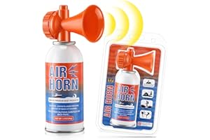 HappyAlley 2 Pack Large Air Horn for Safety 3.5oz, 122dB Very Loud Marine Air Horn for Boat, Coast Guard Approved, Great for Boat & Marine Safety, Sporting Events, Travels, Hiking (Orange)