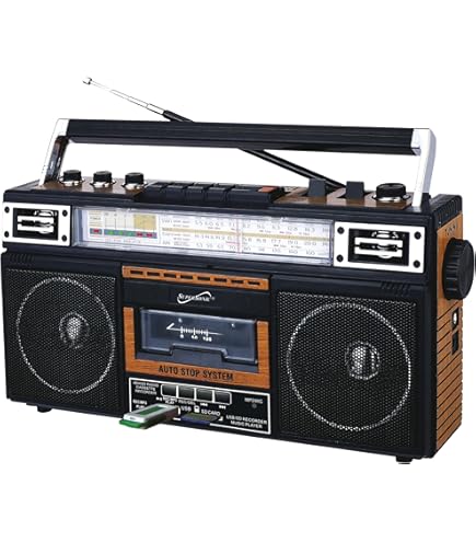 GPO Brooklyn Bluetooth Boombox 80W CD Cassette FM USB Recording