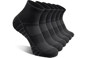 coskefy Sports Quarter Ankle Socks, Cushioned Anti-Blister Cotton Trainer Running Athletic Socks for Men Women 6 Pairs