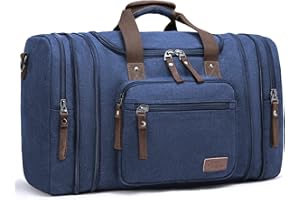 FRESION Unisex Sacs de Voyage Sac étanche en Toile et Sac en Bandoulière pour Week-End Camping randonnée pour Hommes et Femmes (Bleu-60L)