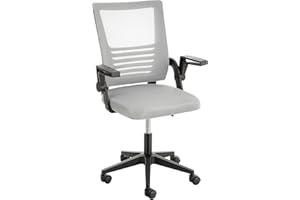 Baroni Home Sedia da Ufficio Imbottita Girevole, Poltroncina da Ufficio con Altezza Regolabile e Braccioli Mobili, Seduta Ergonomica, Grigia