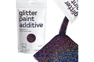 Hemway Glitter Paint Additive 100g / 3.5oz Crystals for Acrylic Emulsion Paint - Interior Wall, Furniture, Ceiling, Wood, Varnish, Matte - Microfine (1/256" 0.004" 0.1mm) - Black Holographic