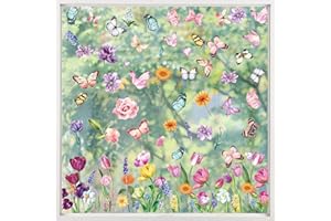 KIKISML Adesivi Finestre di Primavera, 132Pcs 9 Fogli Farfalla Fiorellino di Tulipano Adesivi per Finestre Primaverili PVC Adesivi Decorativi per primavera