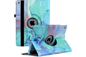Ceysin Rotating Case for iPad 9th Generation (2021) / 8th Generation (2020) / 7th Gen (2019) 10.2 Inch - 360 Degree Rotating Protective Stand Cover with Auto Wake Sleep Function (Green Marble)