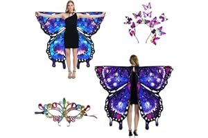 LYL. Ling Adult Butterfly Wings - Double Sided Fairy Wings, Halloween Costumes for Women - Butterfly Cape Set