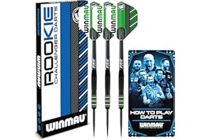 WINMAU Rookie Steeltip Brass Darts Set | Single or Multi Sets | Includes Flights and Shafts (Stems) | Exclusive Darts Booklet | Blue, Red and Green |