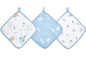 aden + anais Juego de 3 manoplas Space Explorers | muselina 100% algodón, baño y franela para bebés | set de regalo unisex para un bebé | lavar para recién nacidos