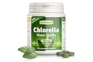 ‎GREENFOOD Greenfood Chlorella, 300 mg, 240 pellets - rich in chlorophyll, natural vitamins, minerals and trace elements. No Artificial Additives, Vegan.
