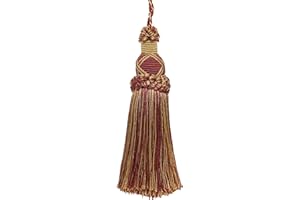 DÉCOPRO Set of 2 Decorative 5.5 Inch Key Tassel, Burgundy Red, Gold Imperial II Collection Style KTIC Color: BURGUNDY GOLD - 1253