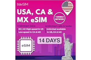 travSIM Carte SIM USA (T-Mobile SIM Card) Valable 15 Jours - 50Go 3G 4G LTE Mobile Data - USA T-Mobile US SIM Card (Fonctionne Aussi au Canada & Mexique, 5Go Combinés)