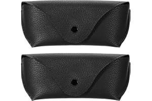 Hifot étui lunettes cuir 2 pièces, PU cuir poche Sac Souple de Lunettes de Soleil, Stockage étui avec Clip pour femme homme enfant