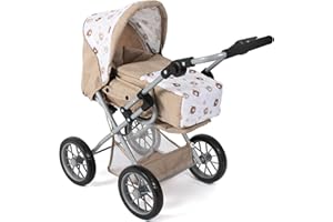 Bayer Chic 2000® 3in1 Kombi Puppenwagen Leni - Bärchen Beige - faltbar, höhenverstellbarer Griff 43-67 cm, Tragetasche – Puppen bis 46 cm, ab 3 J.