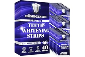 HomeGenics Teeth Whitening Strips with Free Mouth Opener - 20 Sessions, 40 Peroxide Free Teeth Whitening Kit, Enamel Safe & Non-Sensitive Formula