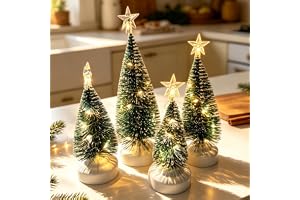 4 stycken konstgjord julgran med belysning, mini, juldekoration, bord | LED, konstgjord julgran, liten med timer, mini gran, juldekorationer, inomhus, juldekoration, fönsterbräda
