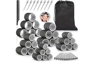 Thrilez 56PCS Hair Curlers Rollers with 5 Sizes 55mm 48 mm 40 mm 32 mm 25mm Jumbo Large Medium Small Rollers for Long Medium Short Thick Fine Lift Curler Volume, Hair Roller Set for DIY Hairdressing