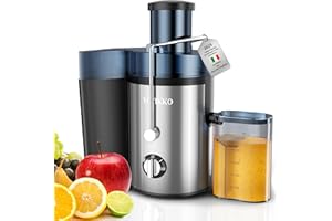 YOYIKKO Centrifuga Frutta e Verdura, 3 Velocità di Regolazione, 800W Estrattore Frutta e Verdura con 75 MM Bocca Larga, Facile da Pulire, Acciaio Inossidabile Senza BPA (Argento-102)