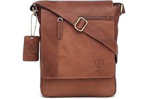 J. Wilson London 100% Pure Genuine Real Vintage Hunter Leather Handmade Mens Leather Flapover Everyday Cross-Body Shoulder Work Messenger Bag