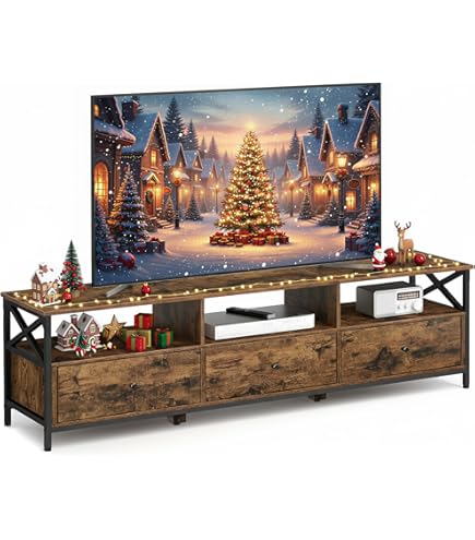 Merax Lowboard mit 2 Schubladen und 2 Bogenschiebetüren, TV-Schrank mit