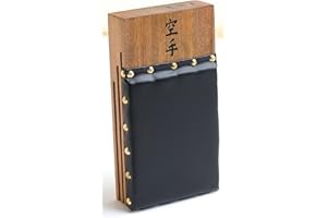 Cimac Makiwara - Black - Punching & Striking Board with Wood Base, Covered with Leather-Like Material, Easy to Attach, Suitable for Karate, Taekwondo, MMA, and Muay Thai Training