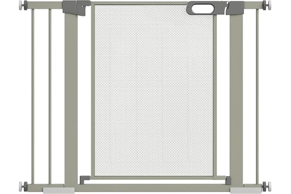 PawHut Barrière de sécurité pour Animaux Domestique avec Fermeture Automatique Double Verrouillage Largeur 75-103 cm Gris
