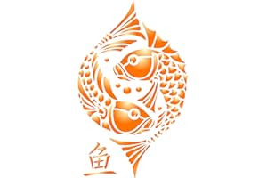 CRAFT KREATIVELY Poisson Pochoir – réutilisable Pisces Oriental asiatique chinois double deux Poisson Symbole mural - 12.5 x 20cm - S