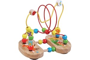 JUMINI Fox Maze Wooden Highchair Toy, Bead Maze for Babies