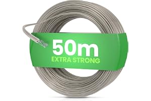 SimplySmooth 3 mm tvättlina 50 m extra stark tack vare stålkärna i 3 längder - reservkoppel för tvättspindlar, trädgård, balk