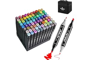 WINSONS Alkohol Marker 80 Farben, Filzstifte Dicke und Dünne, Permanent Marker, Perfekt für Malen, Design, Markieren