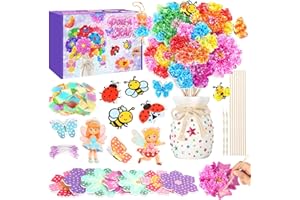 Aragallant 16Pezzi Kit Lavoretti Creativi Per Bambini - Con Vaso & 8 Fiori & 2 Farfalle & 2 Elfi & 2 api & 2 Insetti, Fiori Fai Da Te per Bambine 4 5 6 7 8 Anni, Regali per Bambini e Bambine per Comp