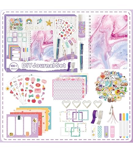 Auguro Kit De Scrapbooking Vintage A6 Avec Grille Pour Carnet De Notes - Kit De Voyage - Fournitures De Scrapbooking - Cadeau Idéal Pour Adulte, Adolescente, Fille - Esthétique
