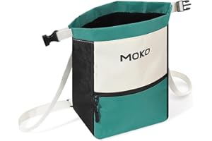 MoKo Chalk Bag for Rock Climbing, Large Capacity Climbing Chalk Bag with Magnetic Snap and Zipper Pocket, Portable Chalk Bucket for Weight Lifting, Bouldering, Gymnastics, Fitness