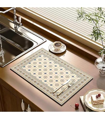 Tapis Égouttoir Vaisselle 40x60cm – Tapis Vaisselle Absorbant et Antidérapant, Tapis Absorbant Vaisselle Idéal pour Bar à Café et Cuisine