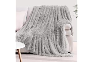 KANKAEU Coperta 160x200 cm, Coperta Pelliccia Morbida e Soffice, Plaid Decorative per Divano e Letti, Coperta Pile Calda e Accogliente, Plaid Matrimoniale,Copriletti,Grigio Argento