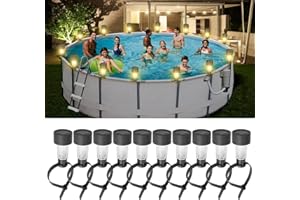 BORDEAG 10 Lámparas solares de estanque, Luces solares de estanque, Lámparas solares impermeables, Iluminación solar para piscina, decoración de jardín, escaleras, cerca, patio, terraza